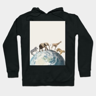 Animals walking on Earth planet Hoodie